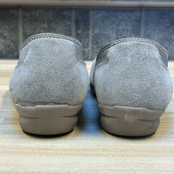 Skechers Women 8.5 Career 9 To 5 Comfort Shoes Taupe Leather Memory Foam Slip on - Picture 6 of 9